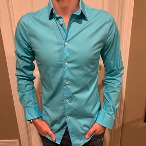 Express Aqua Blue Dress Shirt